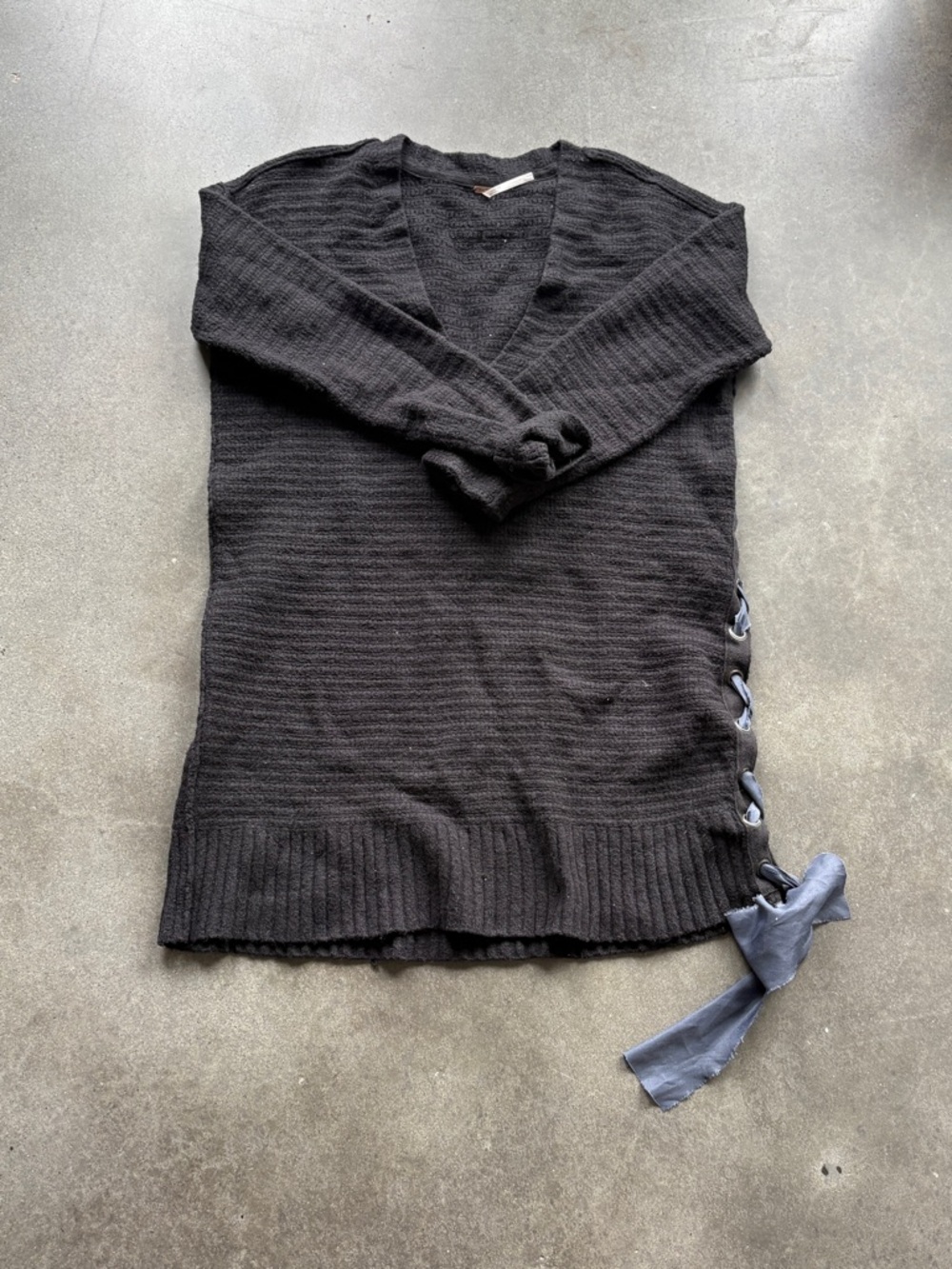 Free People V-Neck Side-Tie Sweater Dress